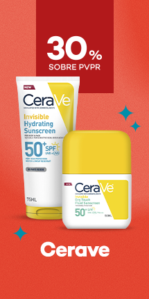 Protetores Solares da marca Cerave com destaque promocional de 30% sobre pre&ccedil;o de Venda ao P&uacute;blico Recomendado